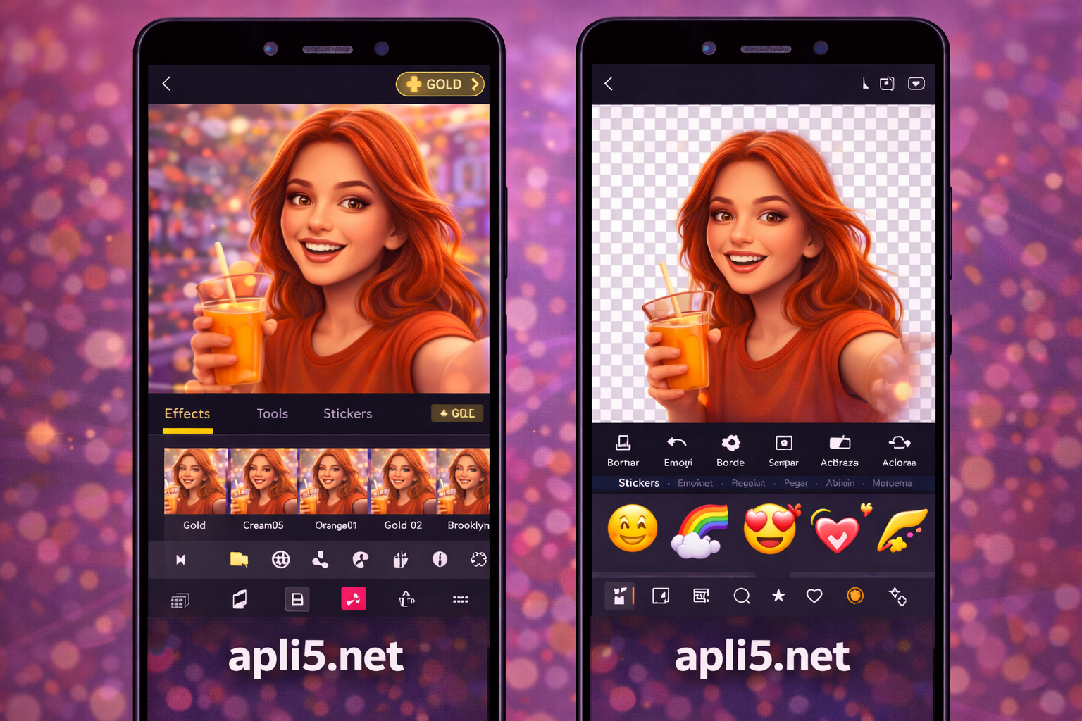 واجهة تطبيق PicsArt Gold أثناء تعديل الصور على الأندرويد