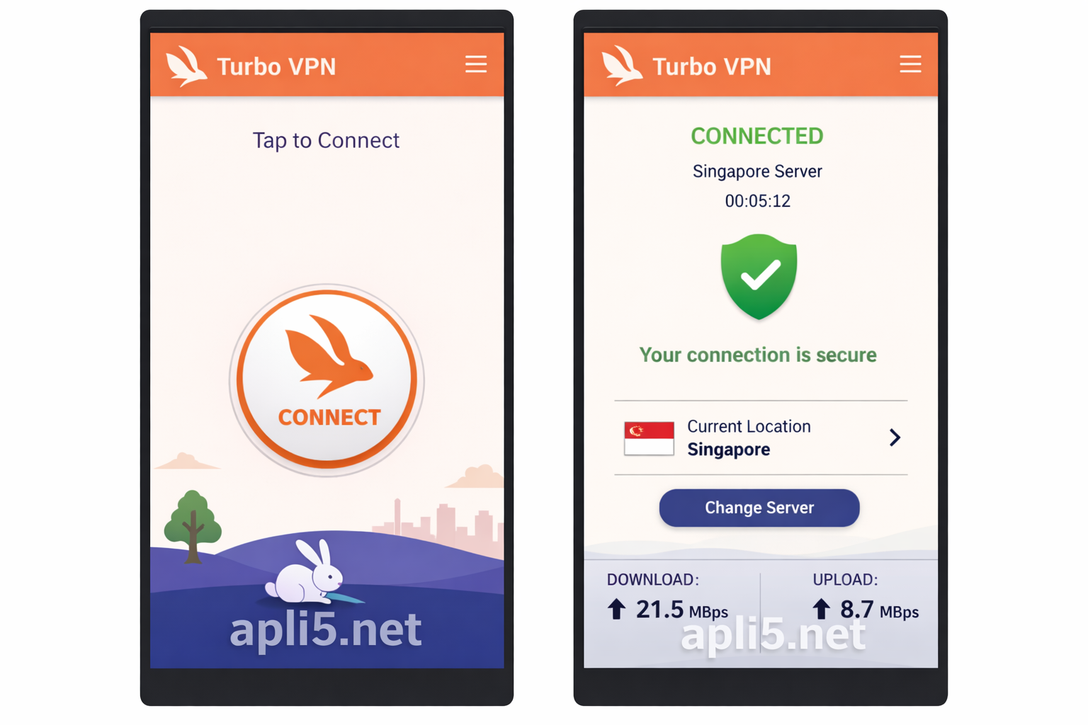 واجهة تطبيق Turbo VPN APK